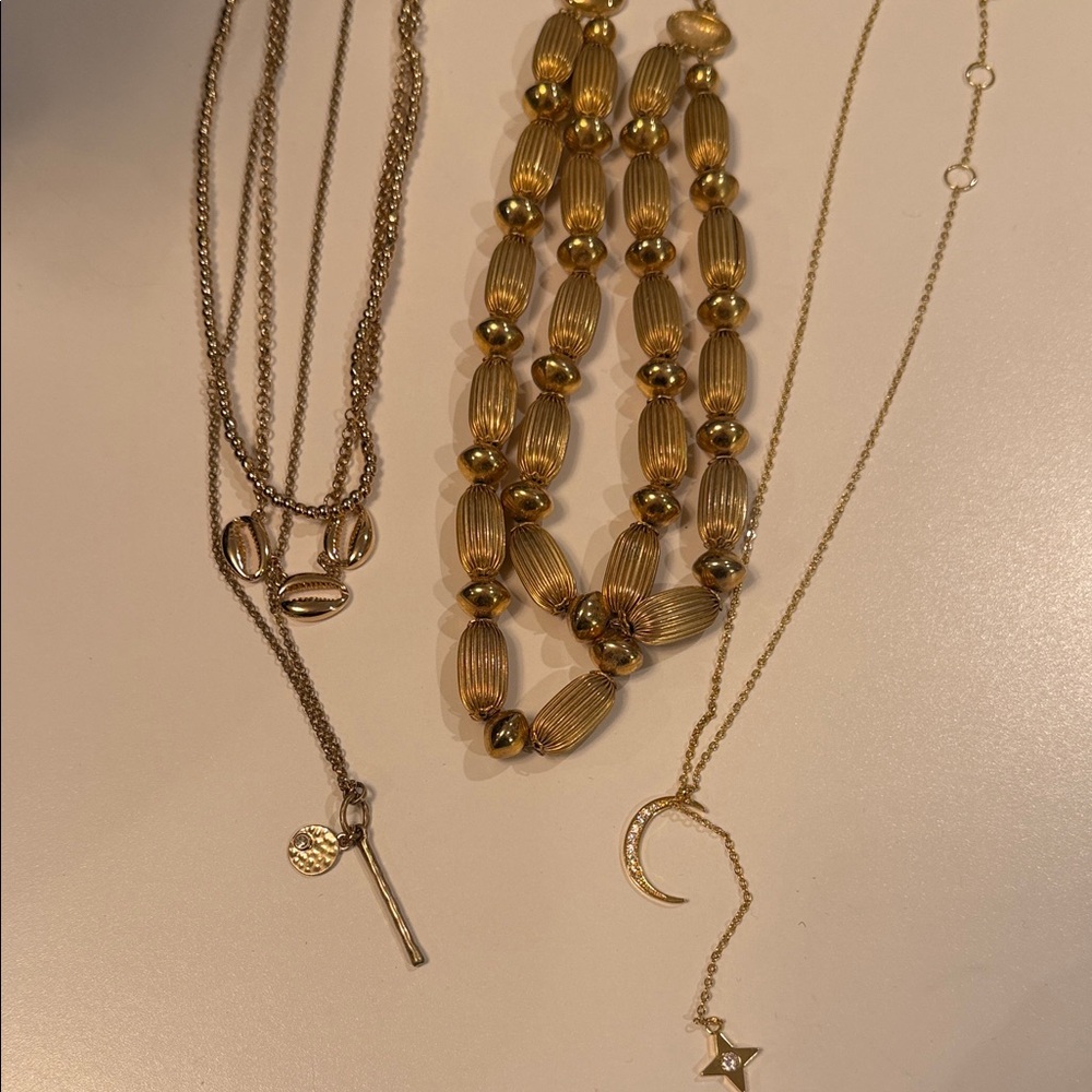Three Golden Necklaces Chic Gold Necklace Collection